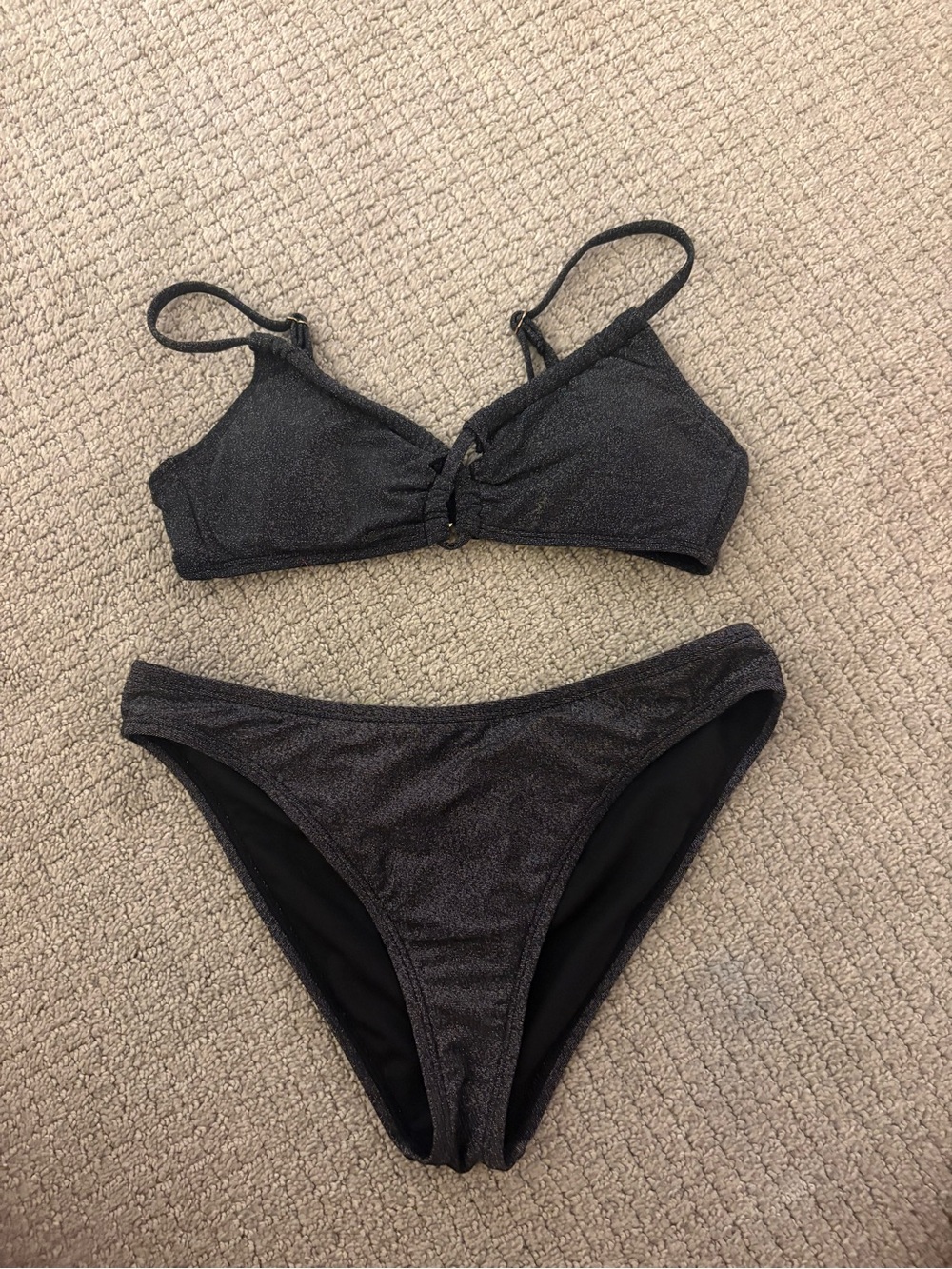 Macy's Shimmer Black Two-Piece Bikini Set